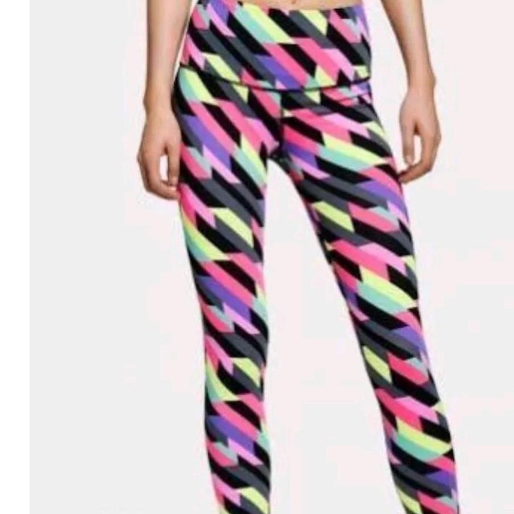 Victoria’s Secret Sport Multicolor Neon Geometric Knockout Leggings Size Medium
